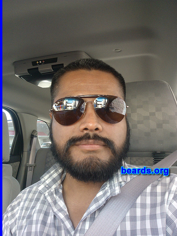 Miguel B.
Bearded since: 2012. I am an experimental beard grower.

Comments:
Why did I grow my beard?  Because I like how I look with it.

How do I feel about my beard? I feel different and happier.
Keywords: full_beard