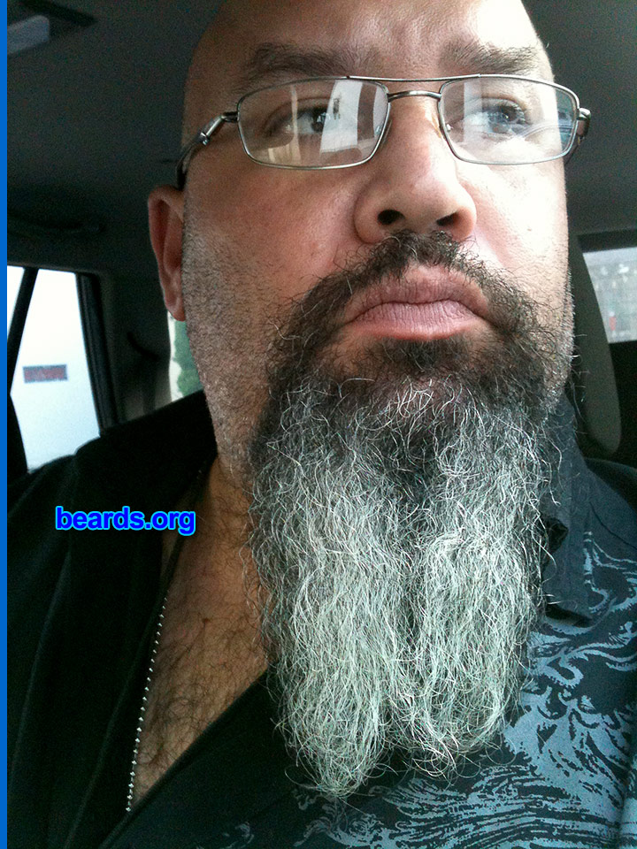 RenÃ© A.
Bearded since: 2012. I am a dedicated, permanent beard grower.

Comments:
Why did I grow my beard? I like to grow my beard long and everybody tells me to cut it off.  So I do the opposite just because I can.

How do I feel about my beard? Powerful!
Keywords: goatee_mustache