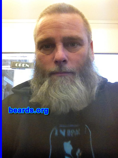 Nicholas B.
Bearded since: 2013. I am a dedicated, permanent beard grower.

Comments:
Why did I grow my beard? Middle age. And I shave like Zorro.

How do I feel about my beard? It feels like a mask. It's a living, growing barrier between the world's perception of my features.
Keywords: full_beard