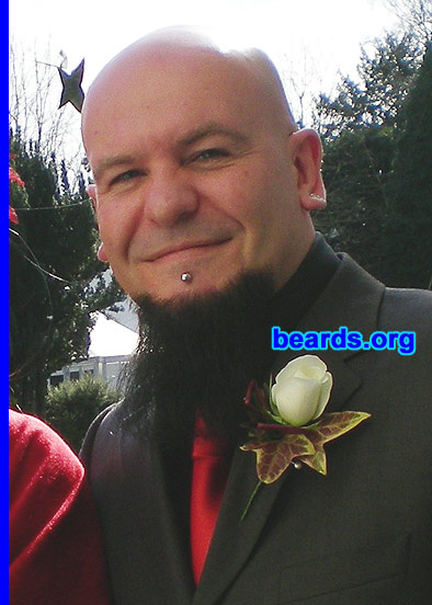 Rob
Bearded since: 1995.  I am a dedicated, permanent beard grower.

Comments:
I started losing my hair at twenty-one.  Shaved it all off, grew a goatee, and have had it ever since in one form or another.  It became my trademark, so there it will stay until death! Even then, I hope I am allowed to keep it!!!

How do I feel about my beard?  I love it -- always worn with pride, tailor the rest of my grooming around it. Problem arises with how others feel about it...! 
Like it matters, eh?
Keywords: goatee_only