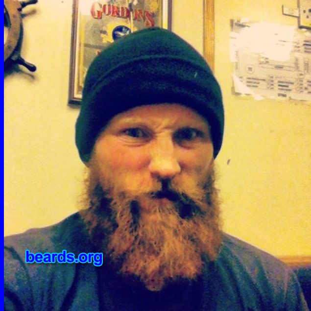 Sam
Bearded since: 2013. I am an experimental beard grower.

Comments:
Why did I grow my beard? A bet. But now I'm attached and can never go back.

How do I feel about my beard? I look like an angry ginger pirate.
Keywords: full_beard