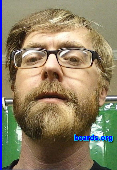 Riley B.
Bearded since: 1987. I am a dedicated, permanent beard grower.

Comments:
Why did I grow my beard? I've always had the partial and goatee.  This year I wanted the full with longhorn mustache.

How do I feel about my beard? It's awesome and different because of its calico coloring.
Keywords: full_beard