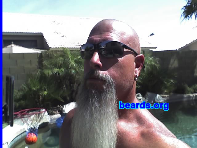 Bill
Bearded since: 2006.  I am an occasional or seasonal beard grower.

Comments:
I grew my beard because it fills my need to be different.

How do I feel about my beard?  Wish it weren't so gray.  (Photo is of fifteen months of growth.)
Keywords: goatee_mustache