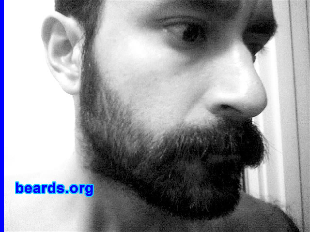 Chris
Bearded since: on and off.  I am an occasional or seasonal beard grower.

Comments:
I grew my beard because I think beards are crazy sexy. I love the feel of a beard on my face. I want to project the masculinity and ruggedness that I admire in men with great beards. I live in the San Francisco Bay Area, which gets pretty cold in the winter and offers a lot of outdoor recreation. A lot of guys in their 20s, 30s and 40s (some of them college students) sport some nice beards in the area. This website and several models on here have particularly inspired me. 

How do I feel about my beard? I like my beard, although honestly, I wish it were a shade or two lighter brown and a little higher on my cheeks. Light brown beards seem to show more dimension. That said, I'm glad I'm a furry guy and can grow a pretty full beard. I'm about two weeks into my new beard and I'm already getting attention. It feels great.

See also: [url=http://www.beards.org/beard016.php]Chris' beard feature[/url].
Keywords: full_beard