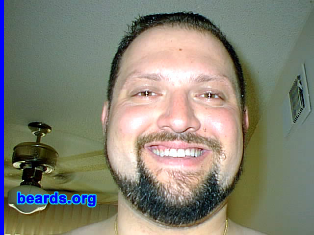 Franco
Bearded since: 1984.  I am a dedicated, permanent beard grower.

Comments:
I grew my beard because I had to shave due to high school dress code. I have a goatee and mustache now, but I occasionally grow a full beard. The goatee and mustache are permanent.

I like the goatee, but since I am heavy set, the beard makes me look heavier. Perhaps when I lose the weight I will try again to see how it looks.
Keywords: full_beard