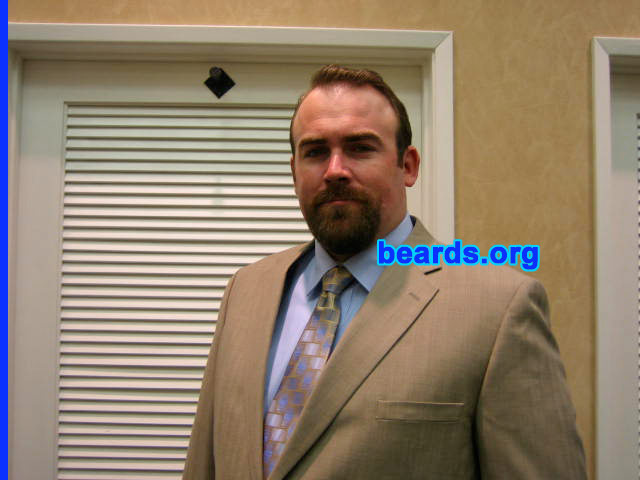 Mark C.
Bearded since: 2009.  I am a dedicated, permanent beard grower.

Comments:
I first grew my beard for fun.  But when I shaved it ,I noticed, however slightly, a lack of respect from my fellow construction coworkers.

How do I feel about my beard? The "Double-Wide" goatee works well. It gets good compliments by the ladies and gets respect from the men.
Keywords: goatee_mustache