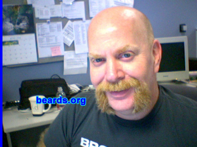 Paul
Bearded since: 1980.  I am a dedicated, permanent beard grower.

Comments:
I grew my beard to cover my multitude of chins.

It is very thick / dense. I can't let it get too long or it starts to hurt when I sleep on it. This Big 'Stache pic was the first time I had seen my chin in over 20 years. I shaved that last July, but grew my beard back less than a month later.
Keywords: mustache fu_manchu