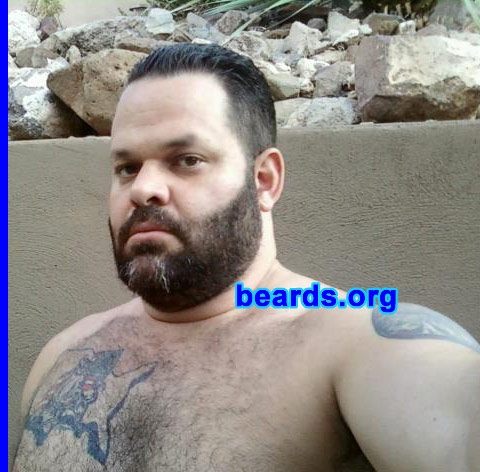 Tony
Bearded since: 2012. I am an experimental beard grower.

Comments:
I grew my beard to be different, to stand out, to embrace and feel the power and respect it demands, to test the three D's: dedication, desire, and devotion!

How do I feel about my beard? I feel awesome! I'm thirty-five years old and now is the time to come to terms with myself and do the thing regardless of what others think or want!! It's about me! Being big and strong and bearded is what I do and want! My looks MUST be fierce and intimidating, being that I'm a bouncer for a night club. It prevents people from being stupid.. The full beard just adds to my "tough look" and is the icing on the cake! Mid-life crisis possibly a bit early? LOL.  Call it what you want. I've been growing my beard and lifting weights nowadays! It's a transition and feeling like no other. It's what GOD gave you! Sport that sucker with pride.

Also see Tony here:
[url]http://www.beards.org/images/displayimage.php?pid=13028[/url]
[url]http://www.beards.org/images/displayimage.php?pid=13027[/url]
Keywords: full_beard
