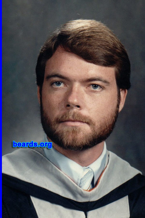 Patrick K., DVM
Bearded since: 2012. I am an occasional or seasonal beard grower.

Comments:
Why did I grow my beard? Change my appearance, look older.

How do I feel about my beard? Very pleased. This photograph was taken in 1986 and is my graduation picture from the University of Florida College of Veterinary Medicine.
Keywords: full_beard