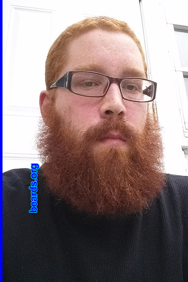 Travis B.
Bearded since: 2013. I am a dedicated, permanent beard grower.

Comments:
Why did I grow my beard? Had a goatee/mustache combo since age fourteen. Decided in the beginning of 2013 to go witha full beard.

How do I feel about my beard? Love it and so do the ladies.
Keywords: full_beard