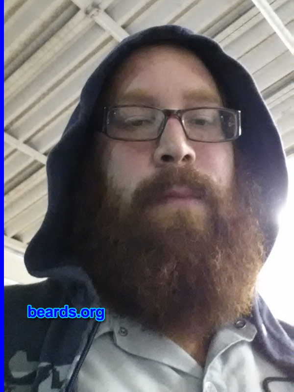 Travis B.
Bearded since: 2013. I am a dedicated, permanent beard grower.

Comments:
Why did I grow my beard? Had a goatee/mustache combo since age fourteen. Decided in the beginning of 2013 to go witha full beard.

How do I feel about my beard? Love it and so do the ladies.
Keywords: full_beard