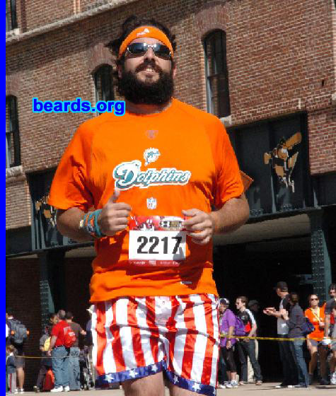 Vinbob
Bearded since: 2011.  I am an occasional or seasonal beard grower.

Comments:
I grew my beard when I was forty pounds overweight and decided to train for a marathon to get in shape.  The "Marathon Beard" took a life of its own and became a daily reminder to train and eat right.  Since then, I've run two marathons, lost forty-four pounds and plan to continue to grow a beard for each eighteen-week marathon training session.

How do I feel about my beard?  I love it.  Once I get through the itchy stages between the second and third week, it's all gravy.  I love the brotherhood and nods of agreement from other bearded guys.
Keywords: full_beard