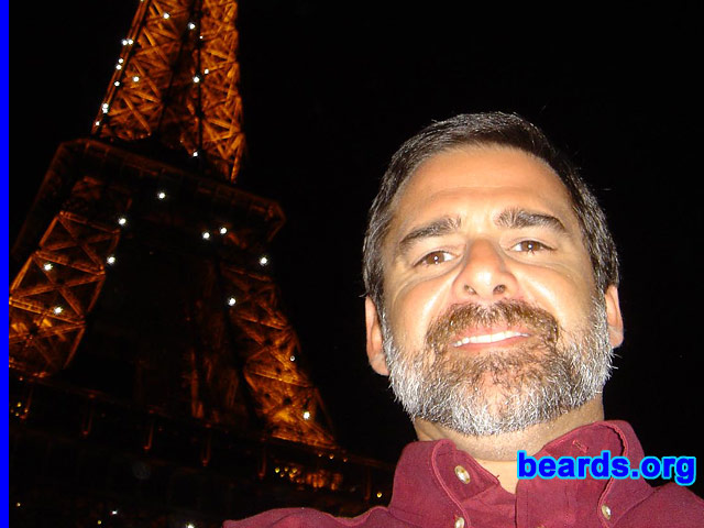 Richard
Bearded since: 1983.  I am a dedicated, permanent beard grower.

Comments:
As with many others, I grew a beard because I could. I thought it looked good. Also, being in the bar business for many years, a beard got the attention of the women (so they could yank on it to see if it was real) as well as intimidating someone you got to throw out! (Or maybe I just thought it worked.)

How do I feel about my beard?  I love a beard. However, I'm in my early 40s and the grey has taken it over. I am ashamed to say that I have used products on my beard. The reason; I am single and looking for a younger child-bearing wife without prior children. Not many my age. Should I worry? I'd hate to shave!
Keywords: full_beard