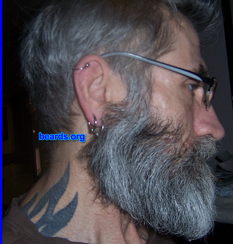 Richard L.
Bearded since: 2003. I am a dedicated, permanent beard grower.

Comments:
Why did I grow my beard? I'd been growing a short, trimmed beard from 2003 until May of 2013 when I had to shave it off because of a visit to my doctor.  He required it.  But since July 2013 I have not shaved or trimmed my beard. It's all gray, pretty much.  But I love my beard and love facial hair.  Always have. I've had a mustache/goatee since the early '90s.  Now that I'm a bit older, it's all beard all the time.

How do I feel about my beard? I absolutely love my beard and would feel naked without it. Makes me feel more manly than I've ever felt in my life. I have to say that the longer it gets, the more respect I seem to get out in the public and more guys acknowledge my presence. Since I'm a smaller guy, 5'8'' and 130 pounds, this certainly helps with my ego and gives me more confidence about self.
Keywords: full_beard
