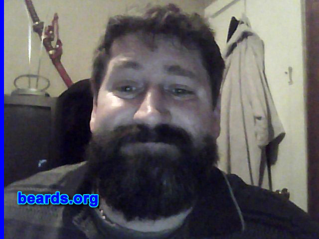 Mike G.
Bearded since: 1999. I am a dedicated, permanent beard grower.

Comments;
Why did I grow my beard? Had the goatee since 1999. Only second time attempting a full beard. Want it because it is manly.

How do I feel about my beard? Grows slowly but surely even if not the thickest.

