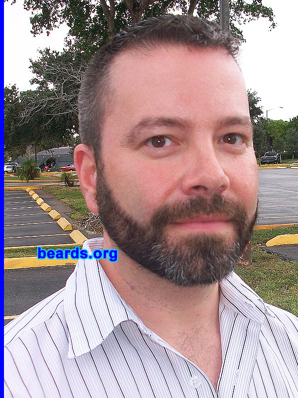 Roberto L.
Bearded since: 2003. I am a dedicated, permanent beard grower.

Comment:
I initially grew my beard in my twenties to look older. Grew a goatee first.  Then in 2003 let it grow to a full beard. Have kept it since.

How do I feel about my beard? It's what defines my face. It is a big part of my identity -- more so than the hair on my head!
Keywords: full_beard