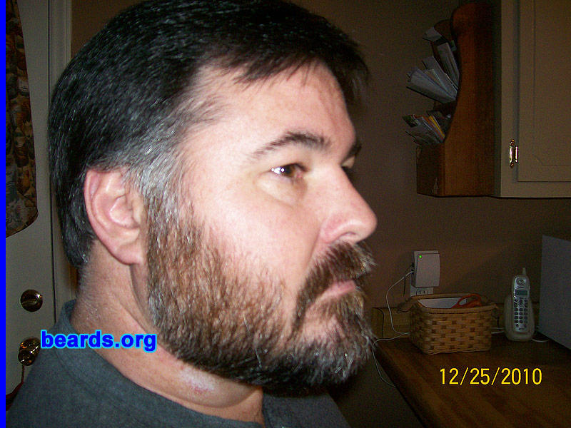 Larry B.
Bearded since: 2010.  I am an occasional or seasonal beard grower.

Comments:
I normally grow a beard in the winter.  But this website certainly encouraged me to grow a beard larger than I've grown before, just to see what it would look like. As you can see, I'm just a month into it now. Hopefully, I will have more pictures down the road...with a larger beard!

How do I feel about my beard?  I feel pretty good about my beard. I continually critique it, which I need to stop doing if I'm going to grow it any length of time. I feel like it could be thicker in some areas, but it is what it is. This site has encouraged me to grow the beard that I have and be proud of what I have. Your site keeps me from shaving my beard off when I think it's not "perfect". The next time I look in the mirror, I'm always glad I've kept it.
Keywords: full_beard