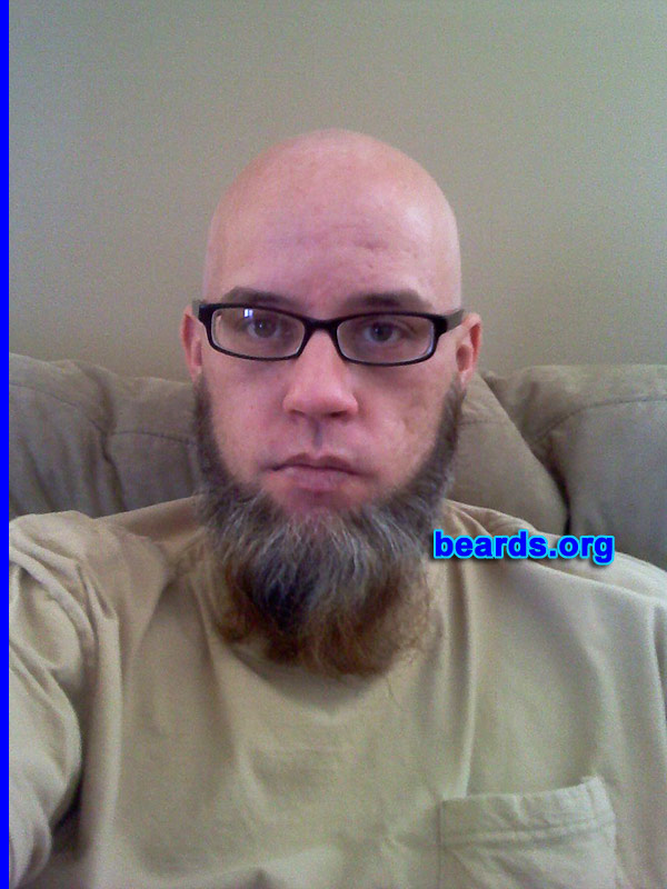 Rick
Bearded since: 2012. I am a dedicated, permanent beard grower.

Comments:
Why did I grow my beard? Got tired of just having a goatee. Plus, I love the way I look with my shaved head and my beard. It's the only hair I have left on my head since i started going bald years ago.

How do I feel about my beard? I love my beard. I comb it at least once an hour just to keep it smooth and looking good.
Keywords: chin_curtain