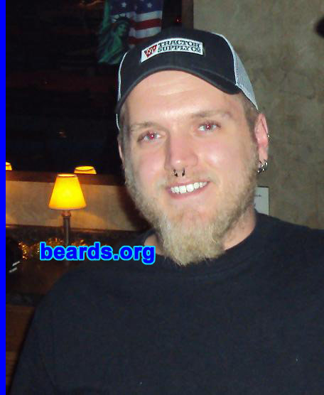 Jason N.
Bearded since: 2003.  I am a dedicated, permanent beard grower.

Comments:
I originally started the goatee when I was overweight to hide my double chin, but it quickly became a trademark for me. People know me for my goatee.

How do I feel about my beard? I love having it. I trim it on occasion, but normally let it grow to about two-to-three inches long. People tend to comment on it quite often, and I often have people ask to tug on it. I am also proud that I get comments on the fact that it's not as common to see a blonde beard, and most blonde guys say they can't grow a beard as full as mine.
Keywords: full_beard