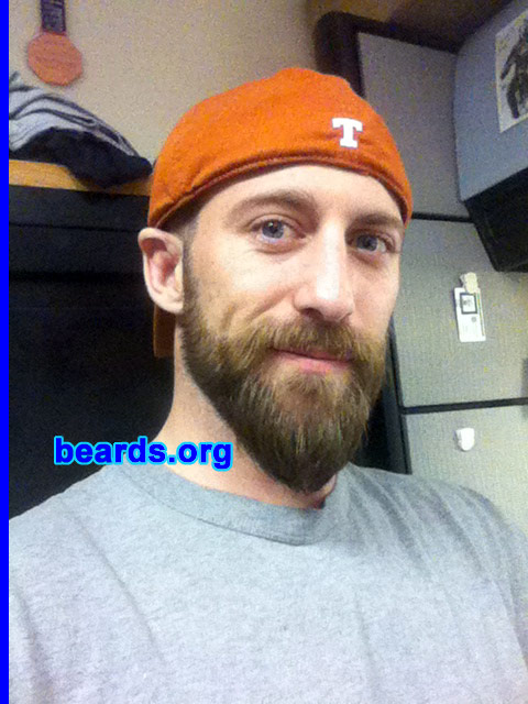 Jamie
Bearded since: 2011. I am an experimental beard grower.

Comments:
I grew my beard because I was never able to in the military and wanted to give it a try. I think I will always have some form of beard now.

How do I feel about my beard? I like the way it adds to my character.  The beard just fits.
Keywords: full_beard