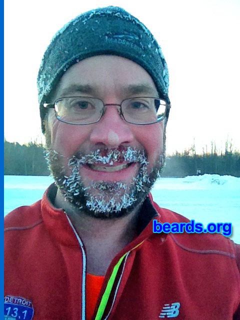 Kevin J.
Bearded since: 2013. I am a dedicated, permanent beard grower.

Comments:
Why did I grow my beard?  I shaved in 2010 and returned to the beard in 2013. A three-year hiatus from a beard was enough. A beard also makes running through Michigan winters much more tolerable and fun. And nothing beats feeling Lake Michigan lake water stream through your beard in the summer!

How do I feel about my beard? I love my beard like a family pet. This winter, my beard has frequently created its own weather systems.
Keywords: full_beard