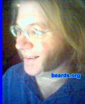 Chris Leavy
Bearded since: 1976.  I am an experimental beard grower.

Comments:
Why did I grow my beard? I'm not sure. It seemed like the thing to do. I'd always admired beards and wanted one, but I'm so ADD (attention deficit disorder) that I have a hard time keeping any one style for very long. Currently, I'm 10 months into a year-beard experiment, which is the longest I've ever gone without changing my beard.

How do I feel about my beard?  After over 30 years of beardedness, I think it's safe to say I enjoy having a beard. I'm more comfortable with one than without.
Keywords: mutton_chops