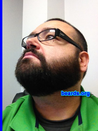 Eric G.
Bearded since: 2013. I am an experimental beard grower.

Comments:
Why did I grow my beard? I've always had a goatee with mustache and thought to give it a try. I'm forty-two and saw a picture of my dad when he was my age with a full beard and I really liked it. I was always apprehensive being that I work in an office atmosphere.  But I keep it clean and started it on my last vacation.

How do I feel about my beard? I feel it is coming in better than expected, a bit fuller on one side than the other.  I trimmed it too soon and too low on the cheeks. But I let it regrow and was patient like your site suggests, instead of starting all over. Couldn't be more happy with it. I get a lot of compliments.
Keywords: full_beard