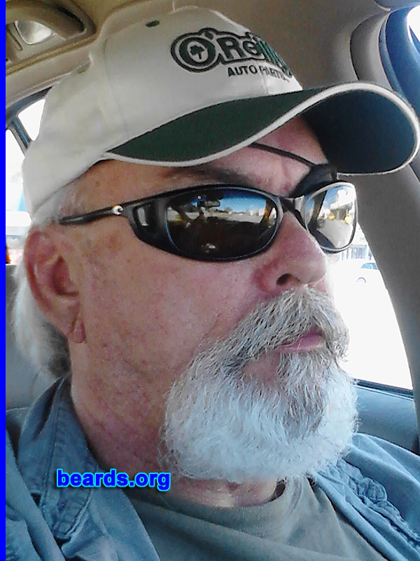 William S.
Bearded since: 1978. I am a dedicated, permanent beard grower.

Comments:
I have never shaved my top lip.  Started growing a mustache when I started getting facial hair.  Then in a few years was able to grow a goatee. I have shaved the goatee off one time for couple years..but growing a beard is a very manly thing to do.

How do I feel about my beard? I'm very happy with my beard.  It's part of me. I have had it so long I wouldn't look right without it. I have decided to grow my goatee long. I have always had it short. I have to wear an eye patch due to an injury now.  So I think a long goatee will look very well with the eye patch. I get a lot of looks with the eye patch.  So I'm pretty sure to get a lot more with a long goatee. So yes, I love my beard.
Keywords: goatee_mustache