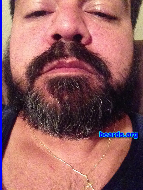 Luis O.
Bearded since: 2013. I am an occasional or seasonal beard grower.

Comments:
Why did I grow my beard? Wanted to see how long I could grow it and I've been committed so far.

How do I feel about my beard/ I love this thing. I've even named it. My wife thinks I'm nuts but, hey, whatever.
Keywords: full_beard