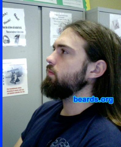 Rob M.
Bearded since: 2009.  I am a dedicated, permanent beard grower.

Comments:
I grew my beard because it is just about the manliest thing you can do. I am a firm believer in the fact that a man's true potential can only be realized whilst having a beard. The ancients felt that only women and boys would be found without a beard, and I mostly agree with this sentiment. And despite what they may tell themselves or others, the ladies are suckers for a manly mane.

How do I feel about my beard? It has given me a very chipper, zesty feeling. I feel that with my beard, I can do anything. Stroking it makes me feel like the time and effort put into it were WELL worth it, and the time and effort to maintain and continue growth was not even considered in my decision to grow my beard as long as my face will let me.
Keywords: full_beard