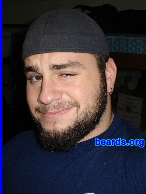 Kevin Kuch
Bearded since: 2005. I am an experimental beard grower.

Comments:
I grew my beard because I always wanted one and college seemed to be the place to do it I love it! It's very macho. 
Keywords: full_beard