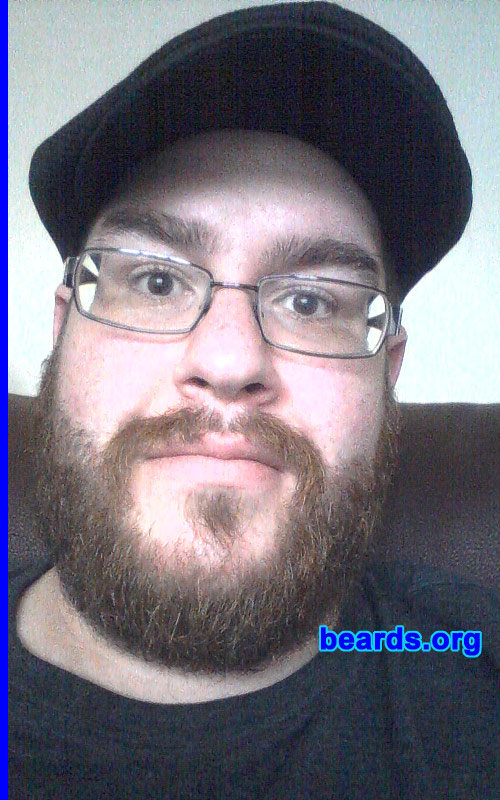 Adam S.
Bearded since: 2001. I am a dedicated, permanent beard grower.

Comments:
I've always liked the look of full beards, ever since growing up with my dad (whose beard was pretty impressive in his younger days), and this winter was a bad one, so I decided to take the plunge!

How do I feel about my beard? I feel it's been a long time coming. I've always had facial hair in some capacity since graduating high school in 1999, but it took a while to finally grow all in (my moustache and upper chin especially). Looking at it now, I feel it's a respectable looking beard; not too sparse but not too insane. It completes my look as a person, in my opinion.
Keywords: full_beard