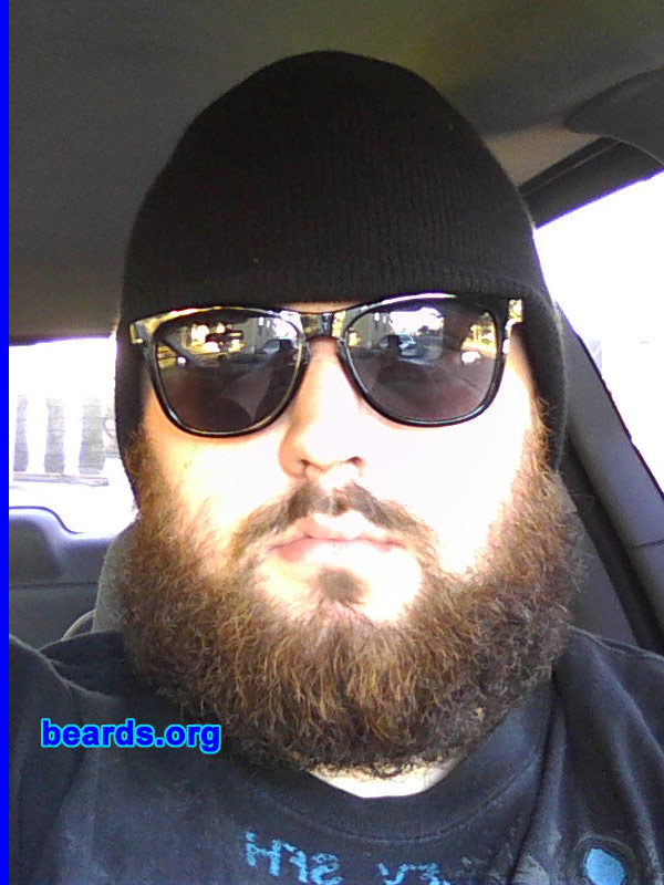 Kevin K.
Bearded since: 2010. I am a dedicated, permanent beard grower.

Comments:
Why did I grow my beard? Men are supposed to have have beards. It's a natural thing that should be accepted by everyone. I am obsessed with beards.

How do I feel about my beard?  I love my beard.
Keywords: full_beard