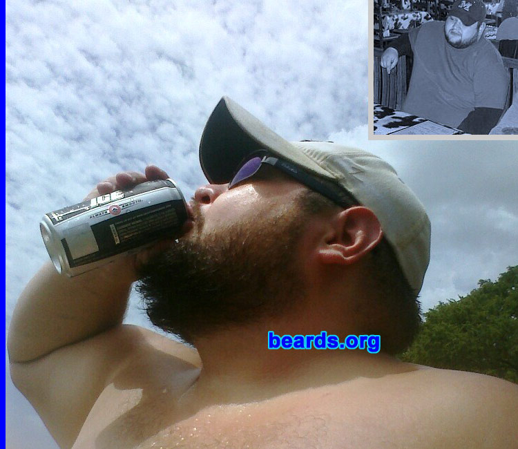 Chris
Bearded since: 2006.  I am a dedicated, permanent beard grower.

Comments:
I grew my beard because I'm a man and I deserve it.

How do I feel about my beard? I love my beard. I had to shave it off for a job and I was not myself anymore.  So I quit and now it's growing back in all of its masculine glory.
Keywords: full_beard