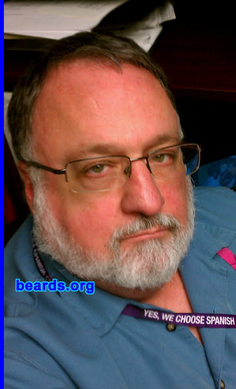 John A.M.
Bearded since: 1979. I am a dedicated, permanent beard grower.

Comments:
I was a caveman in a play in college and needed an unshorn look. I liked it and kept it.

How do I feel about my beard? I wish it were still dark brown instead of snowy white.  Bbut I seem to be allergic to Just For Men.  So here I am, Papa Smurf...
Keywords: full_beard