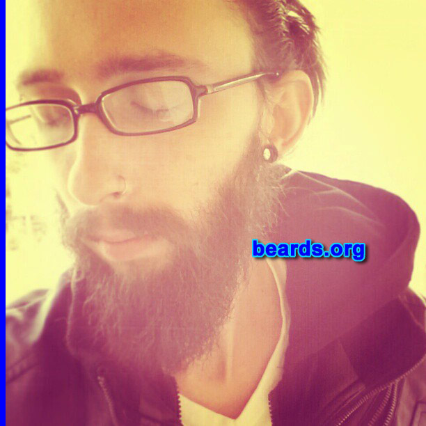 Tony D.
Bearded since: 2012. I am a dedicated, permanent beard grower.

Comments:
Why did I grow my beard? I was laid off of my job of six years at a call center, where I was a supervisor. I decided to go back to school and grow the beard.  Since then, I am still in school and now work at a tattoo shop where my beard is not only accepted but we go to beard competitions as a shop.

How do I feel about my beard? I like it.  Sometimes I wish I could manage it better and make it more shapely, more how I would like.  But I am quite fond of my beard and anticipating it getting longer.
Keywords: full_beard