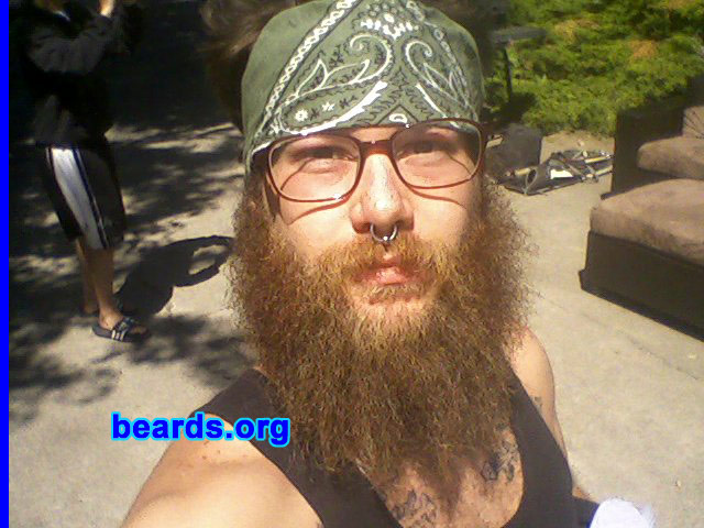 Sterling
Bearded since: November 2010. I am an experimental beard grower.

Comments:
My beard started as a gentlemen's bet with me and my band mates that I couldn't keep my beard for a year.  Then I fell in love with it and don't think I will get rid of it anytime soon.

How do I feel about my beard? Love it!
Keywords: full_beard