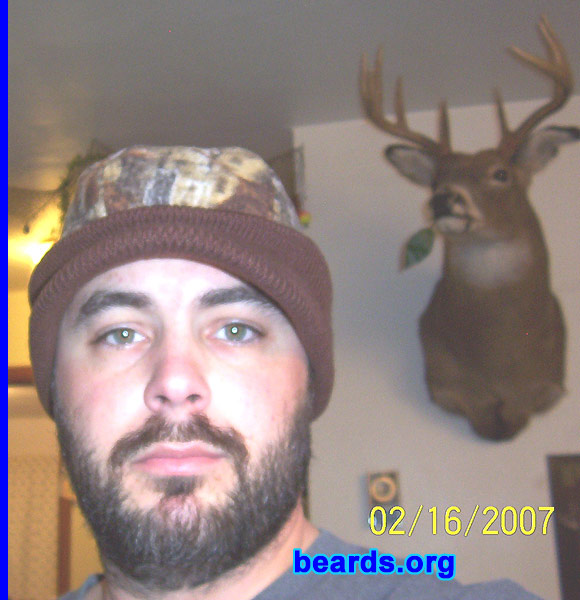 Shawn
Bearded since: 2007.  I am a dedicated, permanent beard grower.

Comments:
I grew my beard for deer hunting to hide face.

How do I feel about my beard?  It gives me character.
Keywords: full_beard