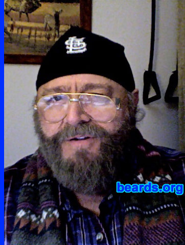 William P.
Bearded since: 2009.  I am an experimental beard grower.

Comments:
I grew my beard because of a burned lip, chin, and almost eyes with hot coconut oil splattered while sitting in front of a skillet.

How do I feel about my beard? I think that even in West Virginia near the Pennsylvania line it is going to be hot. Father said to grow one in winter, shave it in summer.
Keywords: full_beard