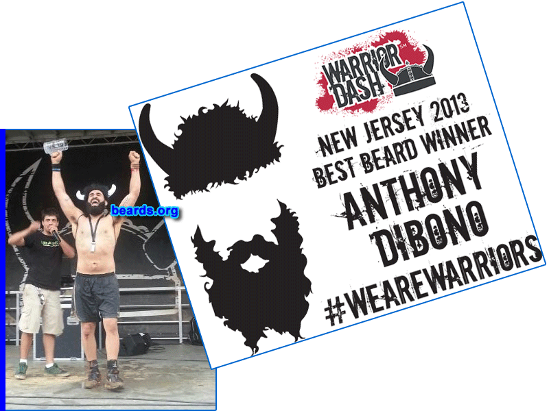 Anthony winning best beard at Warrior Dash