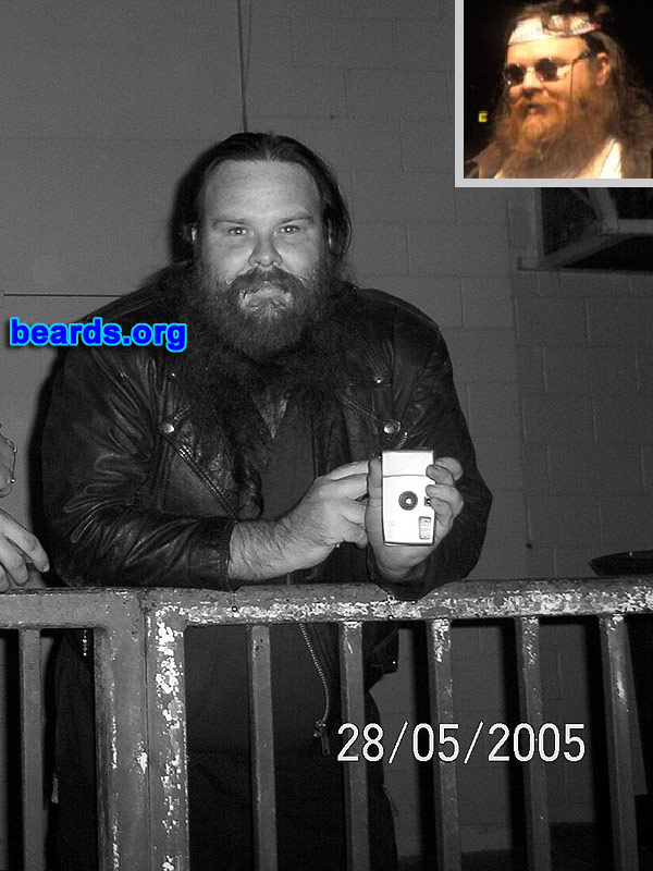 Frank D.
Bearded since: 1995. I am a dedicated, permanent beard grower.

Comments:
Why did I grow my beard? Freedom from the imposed ritual of shaving.

How do I feel about my beard? It is my feral-face-buddy. [sings] Let it grow.  Let it grow.  Let it grow.
Keywords: full_beard