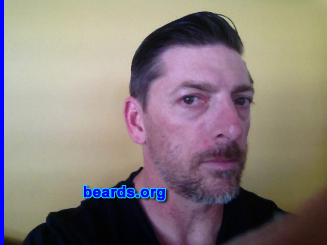 Matthew
Bearded since: 2013. I am an experimental beard grower.

Comments:
Why did I grow my beard? I decided to grow a beard as it has been a contentious issue with me for a long time. I am nearly forty-six and thought that it is now time to press on to my birthright in some ways, to grow a beard. I have envied others for a long time and decided to give it a proper red hot go.

How do I feel about my beard? So far, I am feeling chuffed that it looks as though it may just fill in nicely enough to leave. I have always felt follicle-ly challenged but think that I may have reached a degree of facial hair maturity now to actually press on and grow it properly.

I am enjoying my beard!
Keywords: full_beard