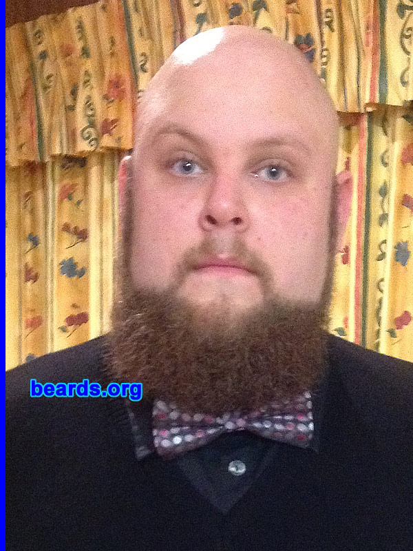 Russ R.
Bearded since: 2011. I am a dedicated, permanent beard grower.

Comments:
I've grown a beard on and off since I was fifteen. I was actually able to grow something semi-respectable at that age.  So I became rather popular with my peers.

This beard I've been growing for about a year and a half as an upgrade from a goatee. Loving it so far and looking forward to seeing it at its second birthday.

How do I feel about my beard? I feel it makes me more confident, and more manly. It adds character and it's a brilliant talking point.
Keywords: full_beard
