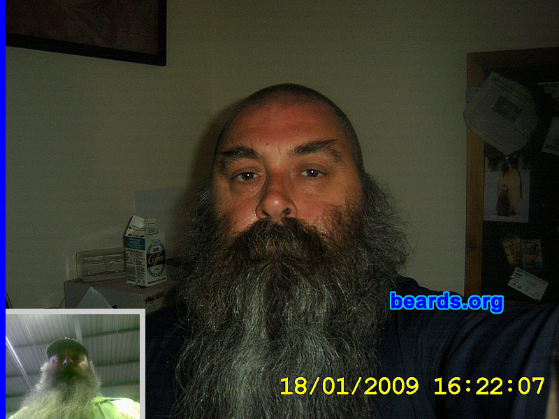 Trevor M.
Bearded since: early '80s.  I am a dedicated, permanent beard grower.

Comments:
Why did I grow my beard?  I liked the look!!!! To be different!!  Plus, my brothers can't grow one!!!!

How do I feel about my beard? Proud!!!
Keywords: full_beard
