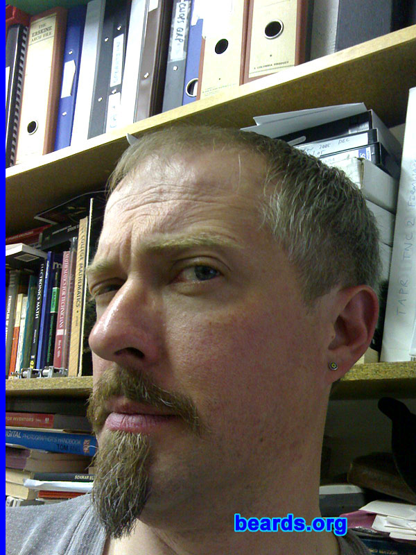 Justin
Bearded since: 2004. I am an experimental beard grower.

Comments:
My father has had a beard for about fifty years and this is a well crafted and mature piece of art that makes a statement of manhood. I aspire to this!

How do I feel about my beard?  It is a statement of individualism.
Keywords: goatee_mustache