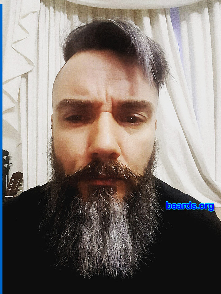 Damien N.
Bearded since: 2012.

Comments:
Why did I grow my beard? Because I'm not a woman.
How do I feel about my beard? Like a lumberjack.
Keywords: full_beard
