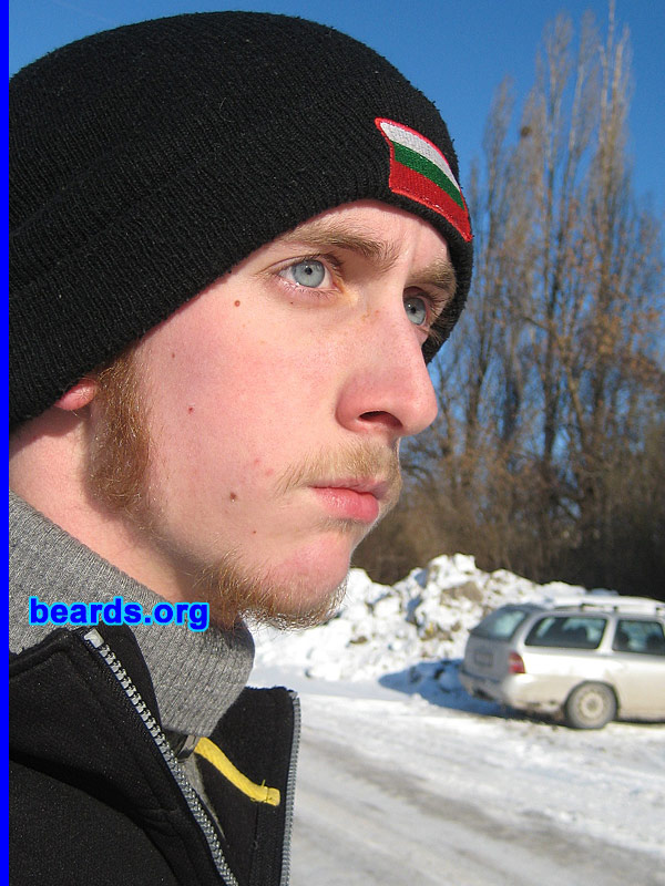 Nikola N.
Bearded since: 2009.  I am an experimental beard grower.

Comments:
When I got the opportunity to grow something more like a beard, I just said "yeah why not, let's check it out."  :)

How do I feel about my beard?  Well, I'm fine with it.  Don't know how long I will grow it.  But until I change my mind, it's staying. :D
Keywords: goatee_mustache