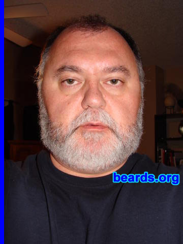 Jerry
Bearded since: 2003.  I am a dedicated, permanent beard grower.

Comments:
I grew my beard because I love the change to my face.

How do I feel about my beard?  It could be thicker on the sides.   It has thickened up over the years.  Strange that it is so gray and I'm only forty-four years old.
Keywords: full_beard