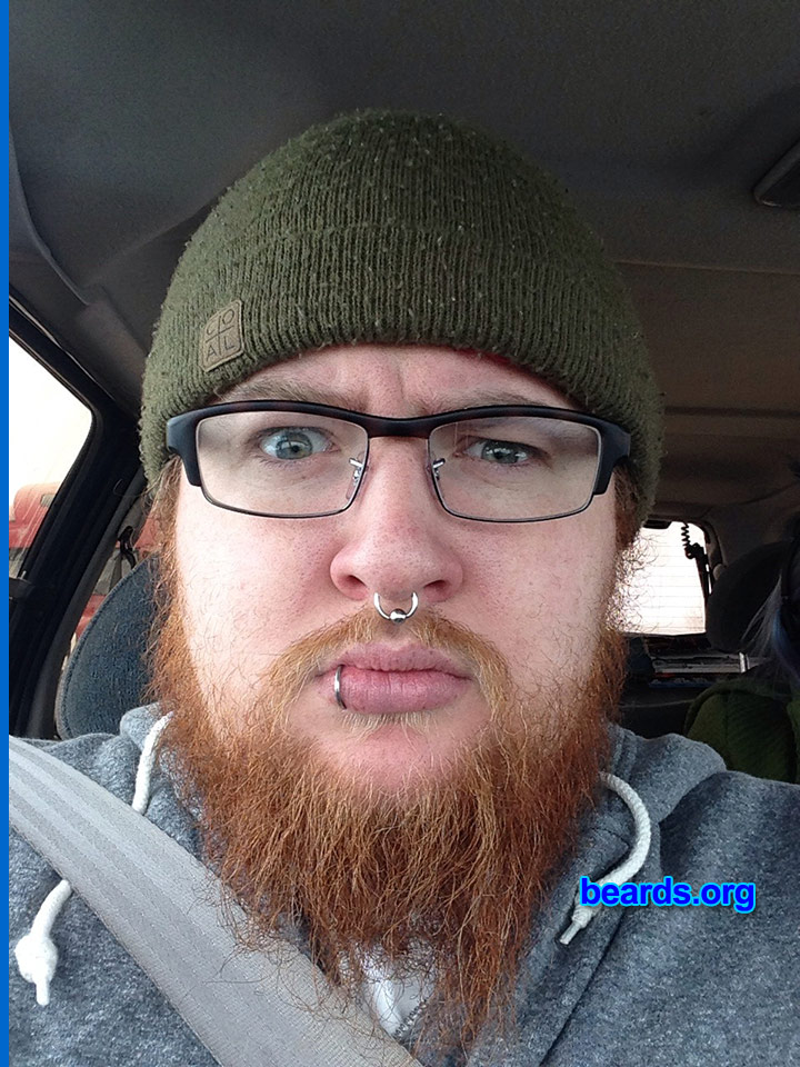 Mark S.
Bearded since: 2013. I am a dedicated, permanent beard grower.

Comments:
Why did I grow my beard? I moved to Canada to run zombie survival events and discovered my chin got cold... THEN CAME THE WAY OF THE BEARD!!!

How do I feel about my beard? It is my companion.
