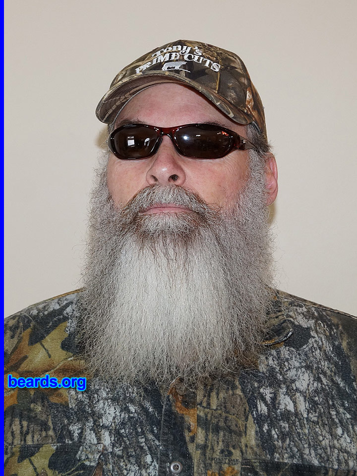 Lawrence M.
Bearded since: 2013. I am a dedicated, permanent beard grower.

Comments:
Why did I grow my beard? I was never allowed to have a beard in the military, only when serving in the Arctic. I decided to grow one when I retired. My wife wanted it gone every time I started one.  So I never did get past one year of growth until now. She is reluctantly accepting my new "hobby". It is here to stay. This is the first anniversary photo of my beard!

How do I feel about my beard? Love my beard.  Love being my own person and not a clone like the rest of "shaven" "yuppy" society. It makes the best natural camo when hunting!
Keywords: full_beard